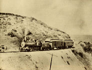 NEARING THE SUMMIT AT SORRENTO, 1912; Little old No. 11 brings in the morning train from Escondido.