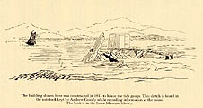 The building shown here was constructed in 1853 to house the tide guage. This is found in the notebood kept by Andrew Cassidy while recording information at the house. The book is in the Serra Museum library.