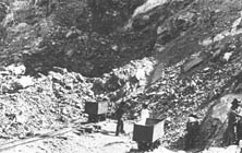 loading ore carts at the Golden Cross mine
